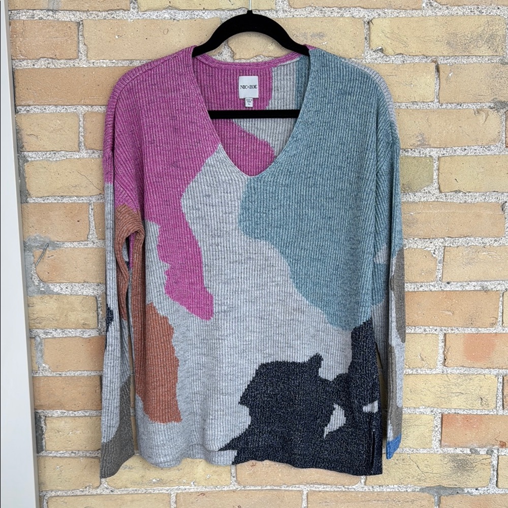 NIC & ZOE Colorful V-Neck Sweater